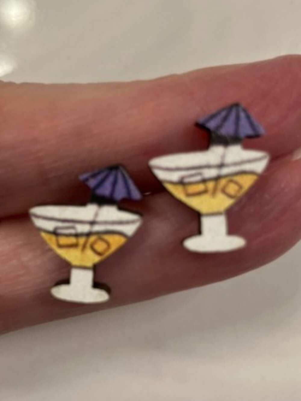 Cute little wooden cocktail earrings